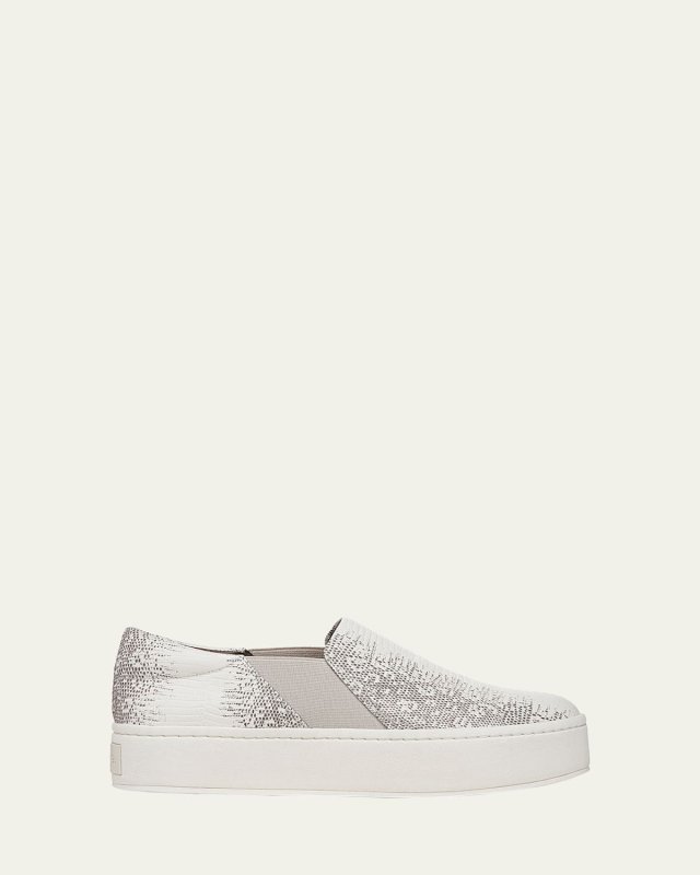 Warren Snake-Embossed Leather Platform Sneakers